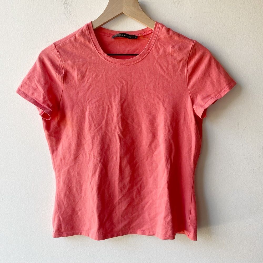 adrienne vittadini salmon pink stretch cotton t-shirt
